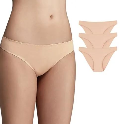 Dagi Baumwollunterwäsche für Damen, nahtlos, atmungsaktive Höschen für Damen, niedrig sitzende, elastische Höschen, bequem, 3er-Pack, Beige, S