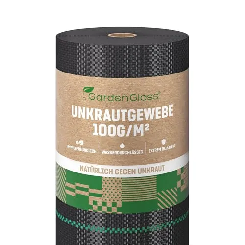GardenGloss 50m Anti-Unkrautgewebe 100g/m in schwarz von GardenGloss
