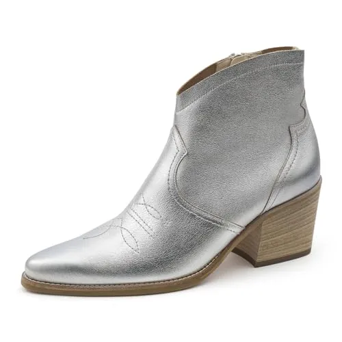 Paul Green Damen Stiefelette, Frauen Ankle Boots,knöchelhoch,reißverschluss,Stiefel,Bootee,Booties,halbstiefel,Silber (MET. Silver),41 EU / 7.5 UK