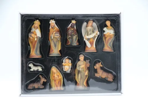 Krippenfigur, Krippenfiguren modern 11-teilgi, Holzoptik für 11cm Figuren Neu