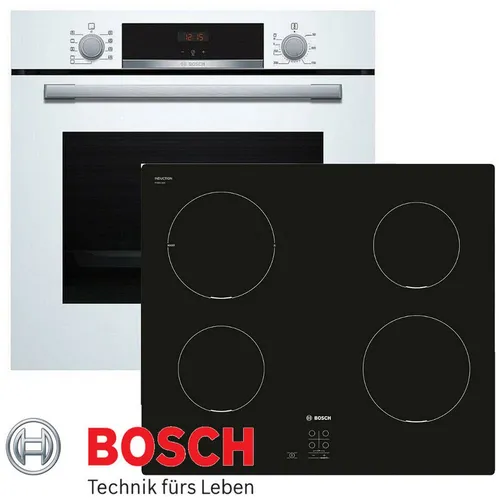BOSCH Induktions Herd-Set Weiß Autark mit 3D Heißluft