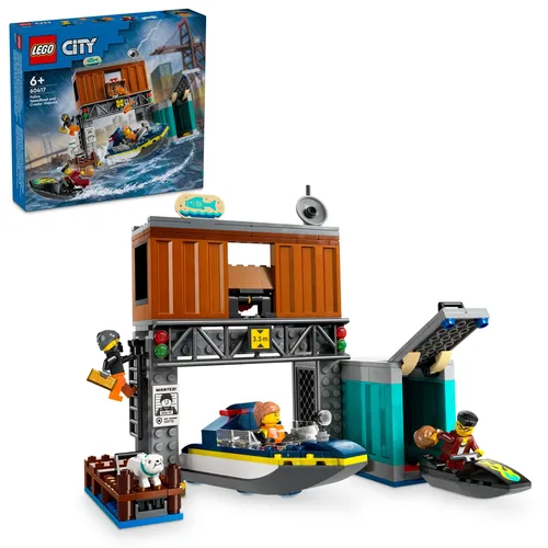 LEGO Police Speedboat and Crooks Hideout (60417) - Bauspielzeugset für spannende Verbrecherjagden, ideal für kreative Spielstunden in der LEGO City