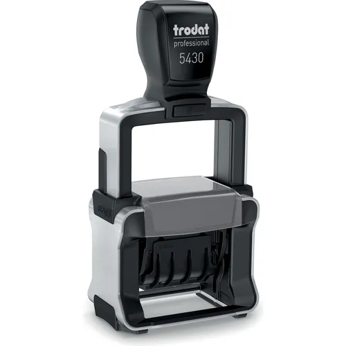 Trodat Professional 5430 L - 2-farbiger Datumstempel mit 3 Standardtexten, ideal für Büroorganisation und Dokumentation