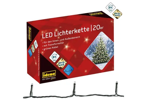 Idena Lichterkette 8325052, 20 LED mit Timerfunktion in grün von Idena