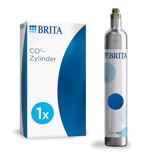 BRITA Universal CO2-Zylinder für Wassersprudler – Ersatz für 60l Sprudelwasser - Zubehör für Wassersprudler, passt in alle gängigen Modelle, umweltfreundlich und ideal für frisches Sprudelwasser auf Knopfdruck.