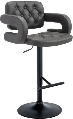 furnicato Barhocker Dublin höhenverstellbar 65-85 cm schwarz grau (1 St), Drehbarer Barstuhl mit stufenloser Höhenverstellung für die Küche