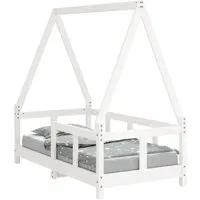 vidaXL Kinderbett Weiß 70x140 cm aus massivem Kiefernholz - Kinderbett in Hausform aus massivem Kiefernholz, ideal für Kinder von 18 Monaten bis 4 Jahren. Robuste Latten sorgen für Stabilität und Sicherheit.