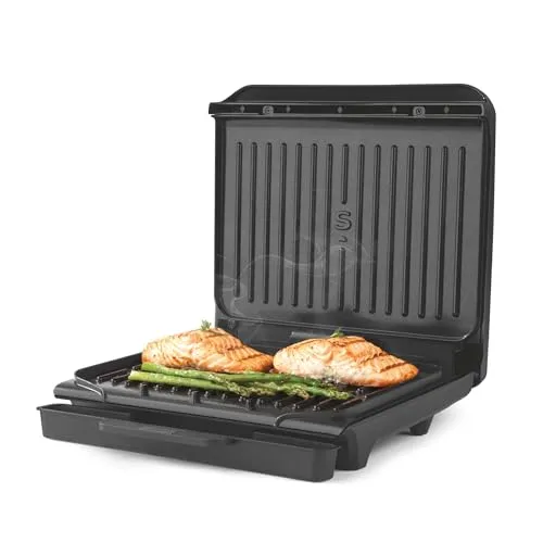 Salter ActiGrill Alltag – 4-Portionen-Mittelgroßer Gesundheitsgrill, Schwebendes Scharnier für dickere Lebensmittel & tief gefüllte Paninis, PFAS-freie Antihaft-platten, Automatische Temperatur, 1500W