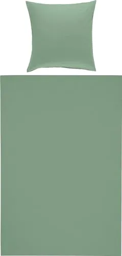 Erwin Müller Bettwäsche Uni Nördlingen Jade 80x80 cm / 135x220 cm - Bettwäsche-Sets aus 100% Baumwolle, flauschig angeraute Oberfläche für wohlig warme Nächte, atmungsaktiv und temperaturregulierend, mit praktischem Reißverschluss.