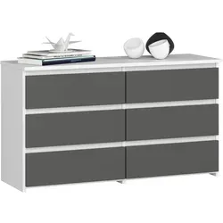 Raumhirsch Furniture Kommode in Weiß, 100x57x35 cm – Modernes Design mit 6 Schubladen