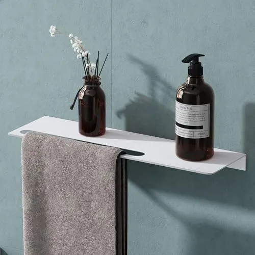 Mai & Mai Duschablage aus Aluminium 40cm – Duschregal für Wandmontage - Hochwertige, rostfreie Aluminium-Duschablage zur Wandmontage, wasser- und korrosionsbeständig. Praktische 2-in-1-Lösung mit Handtuchhalter für mehr Ordnung im Bad oder in der Küche.