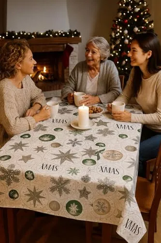 texpot Weihnachtsdecke 140 x 120 cm Xmas Weihnachten abwaschbar Wachstuch Tischdecke