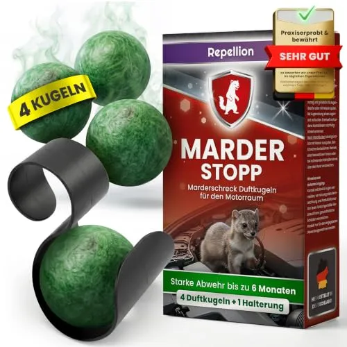 Repellion ® Anti Marder Kugeln fürs Auto – Bequeme Marderabwehr ohne Montage – Effektiver Marderschreck für Auto-Motorraum & Dachboden – Zuverlässiger Marderschutz
