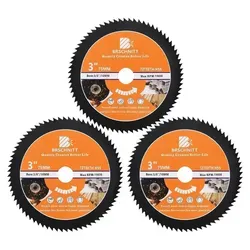 HSS Kreissägeblatt 75mm 72T 10mm Bohrung 3er-Set für Holz, Metall, Kunststoff