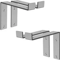 ML-Design 4 Stück Regalhalterung 20x4x14,5 cm Grau aus Metall 8 Zoll L-Form