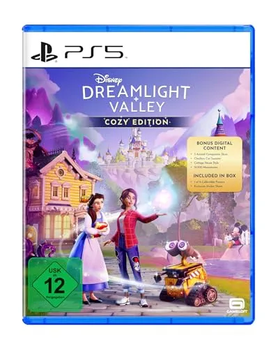 Disney Dreamlight Valley Cozy Edition - PS5 [EU Version] - Entdecke Disney Dreamlight Valley, eine fesselnde Mischung aus Lebenssimulation und Abenteuer! Exklusive Outfits, Sticker und Ingame-Boni machen das Spielerlebnis einzigartig.