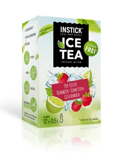 INSTICK Himbeer & Limette (Schwarztee-Extrakt) für 12x0,5L zuckerfreies Getränk