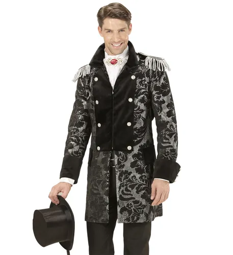 silberner Mantel Jacquard Parade Herren Karneval Kostüm viktorianisch Größe L
