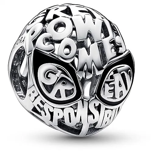 PANDORA Marvel Spider-Man Maske Charm aus Sterling-Silber in schwarz von Pandora