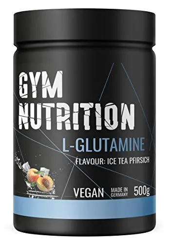 500g Ultrareines L-Glutamin Pulver extra hochdosiert - Glutamin Pulver - Laborgeprüft und vegan – Made in Germany - Eistee Peach Geschmack