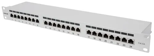 Intellinet 24-Port Cat6a Patchpanel geschirmt - Zubehör für Server: Hochwertiges, geschirmtes 24-Port Patchpanel aus dickem Stahl für maximale Signalintegrität und zuverlässige Netzwerkverbindungen.