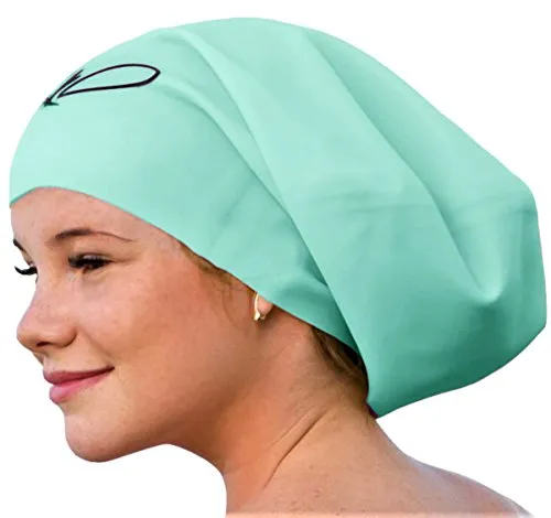 Badekappe für Lange Haare - Bademütze für Damen & Herren - Extra große Schwimmkappe - Hochwertige, wasserdichte Silikon Schwimmmützen - Auch für Dreadlocks - Ihre Haare bleiben trocken (Mint XL)