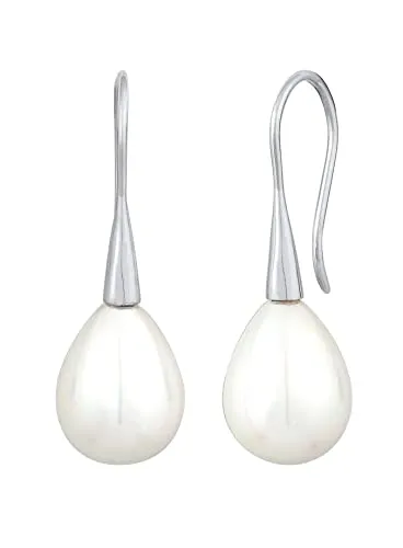 Nenalina Ohrringe Silber 925 mit Muschelkernperle - Ohrringe für Damen, eleganter Perlenschmuck aus 925er Sterlingsilber, ideal als Brautschmuck und perfektes Geschenk für besondere Anlässe.