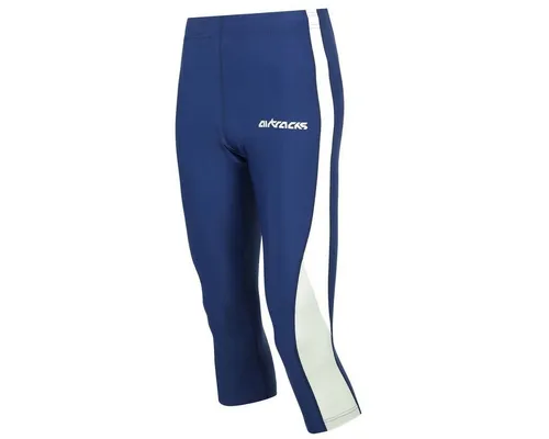 Airtracks FUNKTIONS Laufhose 3/4 LANG - Kompressions Running Hose in Blau - Größe S - Activewear-Hosen für Damen, atmungsaktiv und schnelltrocknend mit leichtem Kompressionseffekt für hohen Tragekomfort und Bewegungsfreiheit.