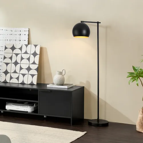 Stehleuchte ’Skiptvet’ - 1 x E27 Metall 156 cm Schwarz - Stehlampe mit stilvollem Design, ideal für Wohnzimmer und Büro, schafft eine elegante Atmosphäre und setzt dekorative Akzente.