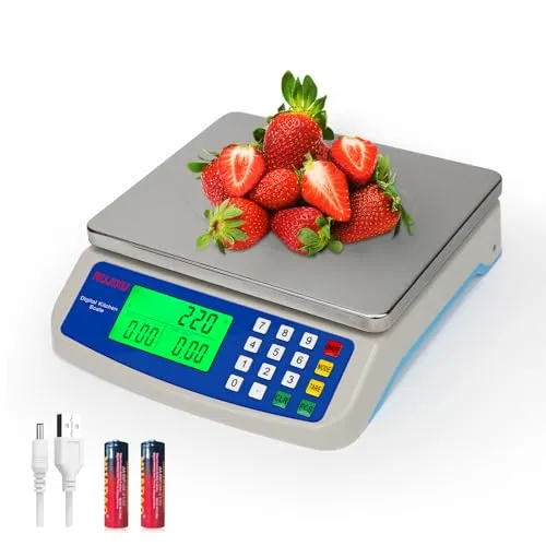 Digitale Küchenwaage 30kg aus Edelstahl mit LCD Display - Digitale Küchenwaage mit 30 kg Tragkraft und 1 g Teilung, ideal für präzises Kochen. Mit Tara- und PCS-Funktion für einfache Gewichts- und Stückzählung.