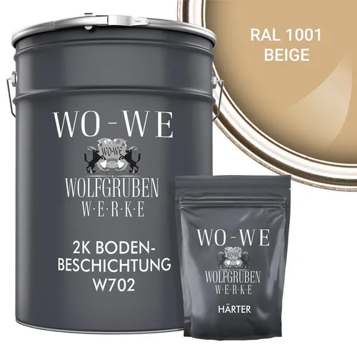 WO-WE Bodenversiegelung 2K Garagenfarbe Bodenbeschichtung W702, 2,5-20Kg, Seidenglänzend, Epoxidharz