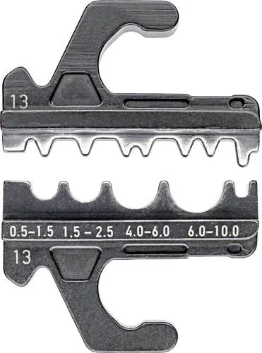 Knipex Crimpeinsatz für unisolierte Quetsch- und Presskabelschuhe - Crimp-Systemzange & Einsätze, bietet präzise Crimpergebnisse mit einfachem Wechsel der Einsätze und hoher Qualität durch Chrom-Vanadin-Elektrostahl.