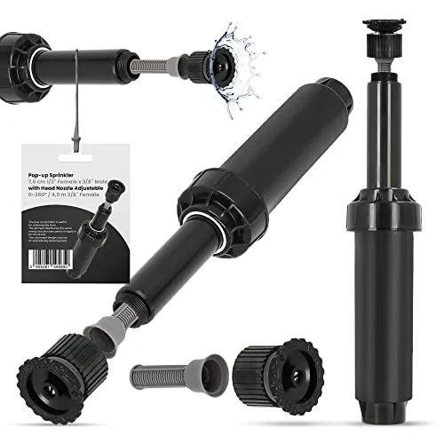 Versenkregner Rasensprenger 7,6cm Verstellbare Sprinklerdüse 360° 4,9m Universelle Professionelle Bewässerung für Rasenflächen Garten Pflanzbeete Sprinkleranlage Automatischer Sprinklersatz
