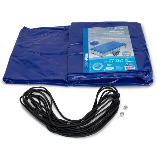 Pro Plus Anhänger Flachplane mit Gummigurt 2575x1345x50mm - Anhänger-Zubehör für Warentransporte, wasser- und witterungsbeständig bis -25°C, ideal für sicheres Transportieren von Gütern im Anhänger.