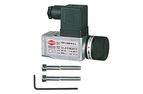 Riegler Druckschalter mit elektr. Anschluss Gerätestecker Form A - Druckschalter für universelle Anwendungen, einstellbar von 0,5-8 bar, temperaturbeständig von -20 °C bis 80 °C, ideal zur Umwandlung von pneumatischen in elektrische Signale.
