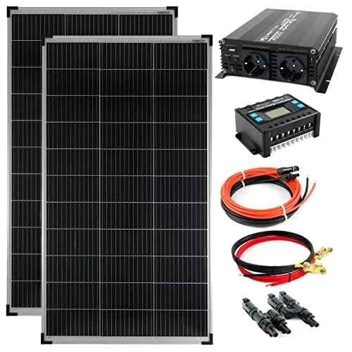SOLARTRONICS Komplettset 2x 140 Watt Solarmodul - Insel-Photovoltaikanlagen mit 2 Monokristallin Solarmodulen, ideal für Gärten, Camping und Wohnmobile. Flexibel und effizient – für unabhängige Stromversorgung!