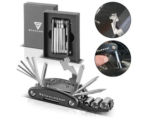 STAHLWERK Multitool Multitool / Multifunktionswerkzeug Fahrrad, (Packung, 1 St., Einzelartikel), 16 in 1 Reparaturwerkzeug