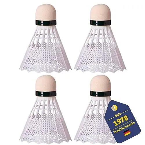 BEST SPORTING Nylon Federball Set I 4 Federbälle aus Nylon I Badminton Set bestehend aus 4 Bällen I Badminton Bälle mit verstärktem Kopf I Sport-Zubehör I Badminton-Zubehör