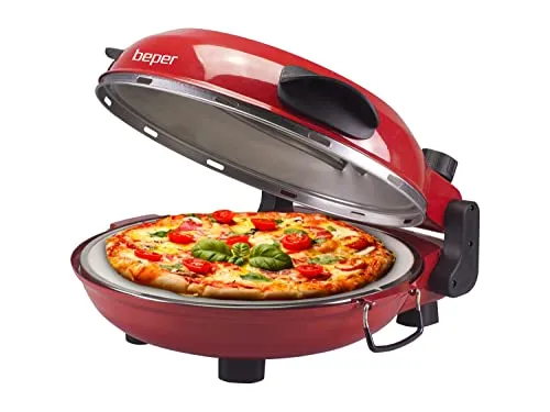 BEPER P101CUD300 Pizzaofen mit Herausnehmbarer Feuerfestplatte - Pizzaofen Elektrisch mit 5 Kochstufen und Zeitschaltuh