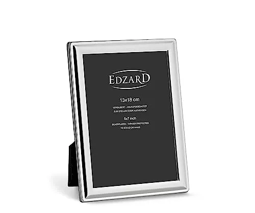 EDZARD Bilderrahmen Terni 13 x 18 cm - Wand- & Tischbilderrahmen aus edel versilbertem, anlaufgeschütztem Material mit luxuriösem Samtrücken, vielseitig einsetzbar zum Stellen und Hängen.