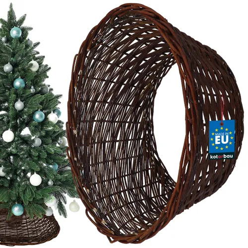 KOTARBAU® Weihnachtsbaum Rock aus Weide Ø 45 cm, Dunkel Braun Christbaumständer aus Rattan Natur, Weihnachtsbaumkorb, Weihnachtsbaumständer Hülle