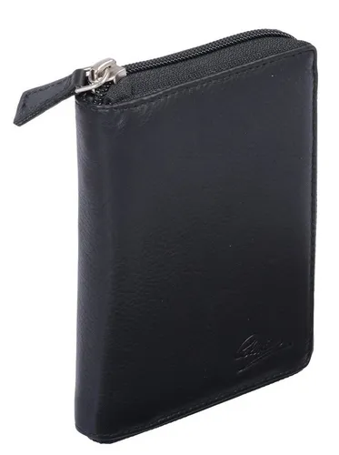 GlücksNugget Geldbörse Geldbörse mit umlaufenden Reißverschluss Echt Leder, schwarz