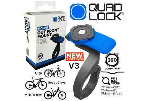 Quad Lock Handy-Halterung QUAD LOCK Out Front Mount V3 Fahrrad Lenker Handy Halter