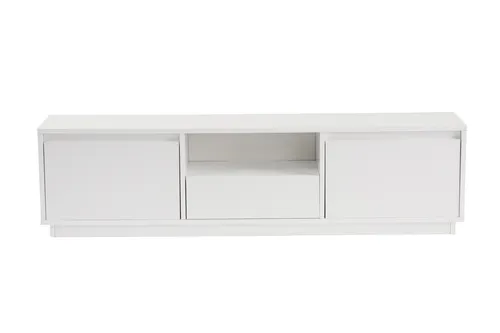 Calicosy TV-Möbel Weiß aus Holzwerkstoff - Stylisches Lowboard für das Wohnzimmer mit viel Stauraum, langlebig und pflegeleicht, ideal für eine ordentliche Präsentation Ihrer Medienelemente und Dekoration.