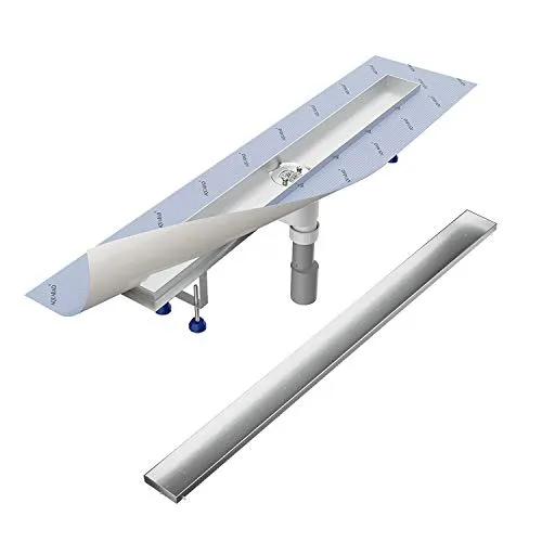 Aquabad® Duschrinne SDS Pro Edelstahl Duschablauf, Haarsieb, Viega-Siphon, Komplett-Set, 1-St., Blende: Befliesbar
