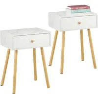 Nachttisch Nachtkommode – 2er Pack in Weiß - Praktische Nachtkommode mit 1 Schublade, ideal für Schlafzimmer. Kompakt mit einer Breite von 40 cm und einer Höhe von 55 cm, sorgt für zusätzlichen Stauraum.