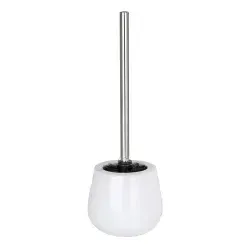 WENKO WC-Garnitur - Stilvolle Klobürste mit Halter - Klobürsten-Set aus hochwertiger Keramik, ideal für jedes Badezimmer. Offener Halter mit auswechselbarem schwarzen Bürstenkopf für optimale Hygiene und elegantes Design.