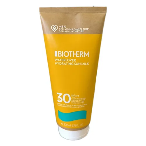 Biotherm Waterlover Hydrating Sun Milk SPF 30 - 200 ml - Sonnenmilch für Damen und Herren mit hohem Lichtschutzfaktor, spendet intensive Feuchtigkeit und schützt die Haut vor Sonnenstrahlen.