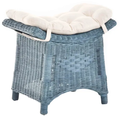 Rattan Fußhocker mit Kissen - Stilvoller Sitzhocker in Blau - Moderner Rattan Fußhocker mit bequemem Kissen, ideal für Wohnzimmer und Schlafzimmer. Mit einem eleganten, geflochtenen Design und einer stabilen Konstruktion für entspanntes Sitzen.