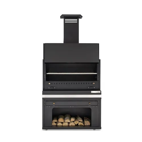 Eleganter Grillkamin aus Edelstahl in Schwarz für Garten und Terrasse - Stylischer Grillkamin aus robustem Edelstahl, freistehend und ideal für gesellige Grillabende im Freien. Maße: 118 x 72 x 181 cm, mit 2 Jahren Herstellergarantie.